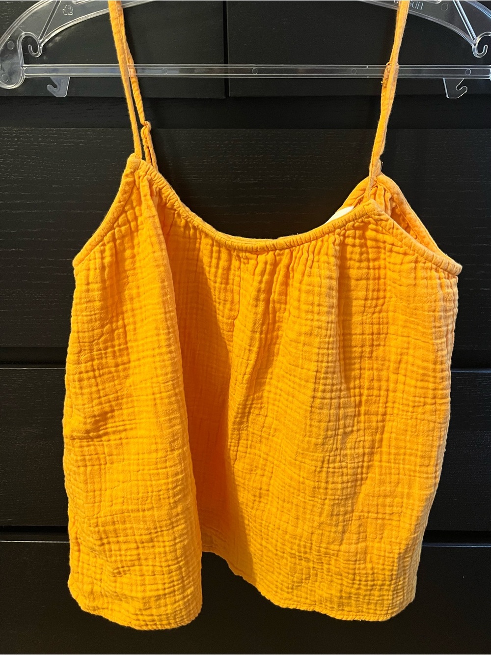 H&M Orange Gauze Cotton Tank Boho Indie Cottagecore Coastal Beachy Airy Small
